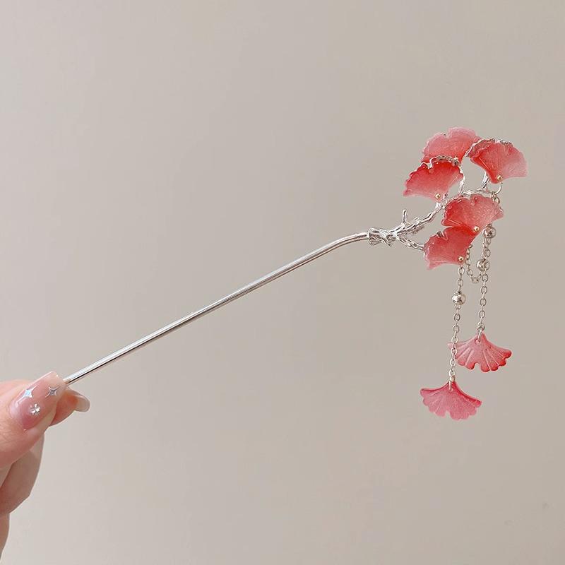 Elegant Hanfu Flower Hairpin: High-End Tassel Step Shake for Updo