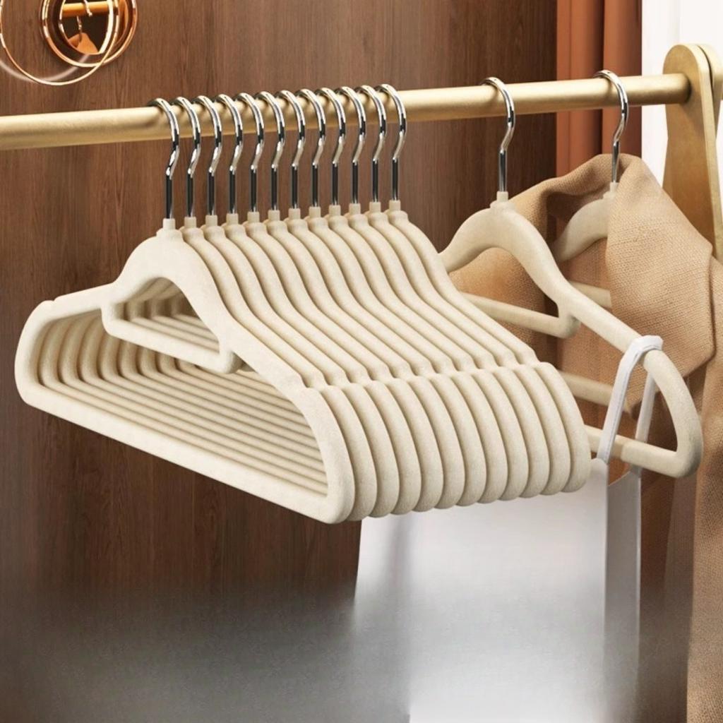 10Pcs Space Saving, Velvet Non-Slip Clothes Hangers, Heavy Duty with 360 Degree Swivel Hook for Clothing, Suit