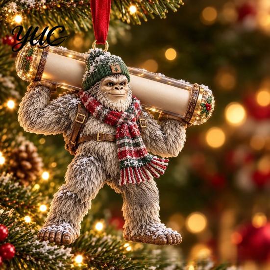 Holiday Gift for Kids Teens Big Foot Money Holder Cash, 2D Acrylic Sasquatch Cash Creative Christmas Stocking Stuffer Ornament, Clear Xmas Tree