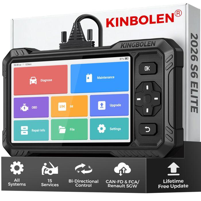 Valise diagnostic auto OBD2 - KINGBOLEN - S6 Elite - Bidirectionnel - 15+ fonctions spécialisées - Écran 6,2"