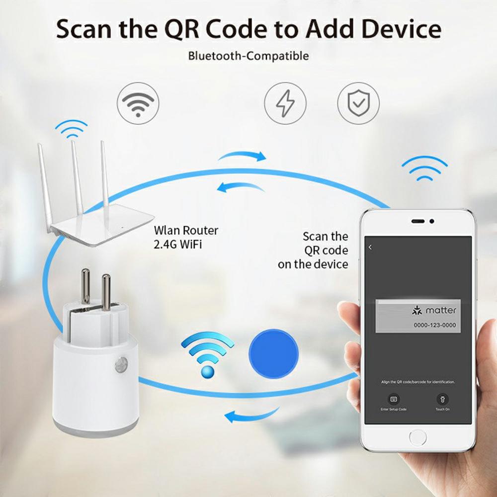 NEO Matter NAS-WR10WM 16A WiFi Smart Plug with Power Meter Smart Control for Apple / Google / Amazon