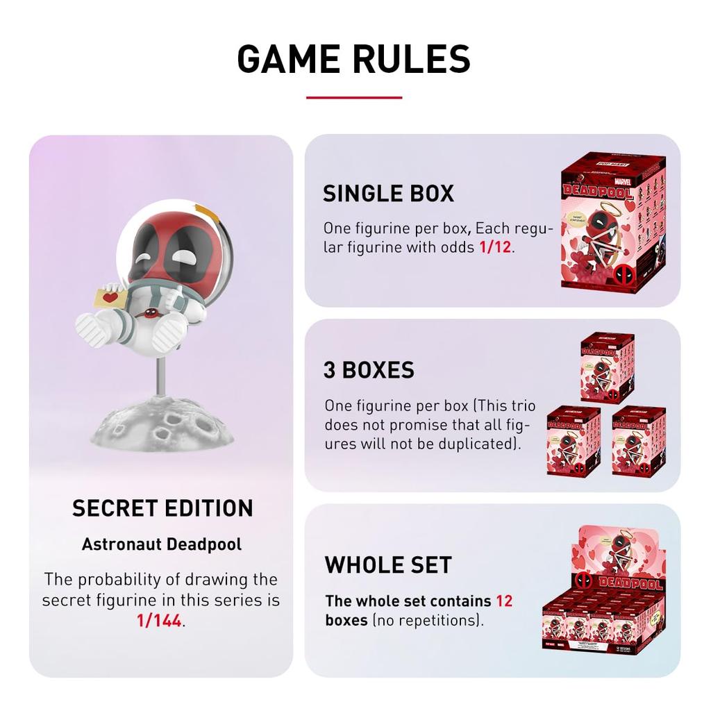 POP MART MARVEL Deadpool Series Box of Pop Mart Gachapon Blind Box Plastic Premium PVC Soft Original Birthday Gifts [Assorted 12] Figures, Models,