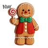 Gingerbread Character Figures Cartoon Wooden Ornament, Double-sided Printed Desktop Tabletop Figurines, Festive Window Display Decorative Craft