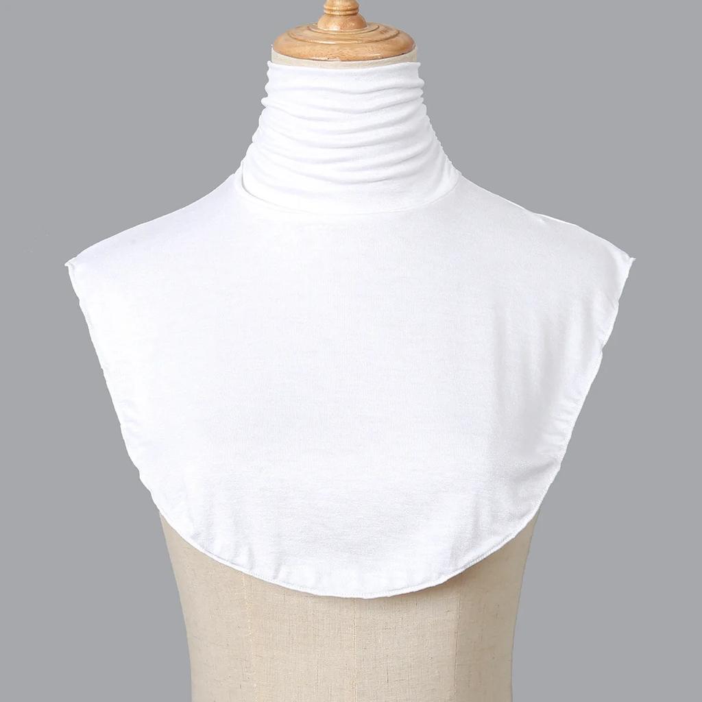 New Womens Muslim Modal Fake False Collar Islamic Hijab Extensions Turtleneck High Neck Cover Warmer Bright Solid Color Half Top