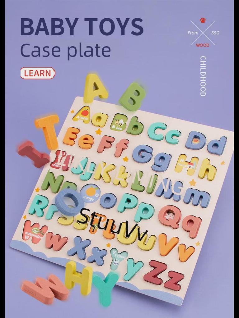 Деревянный обучающий пазл: 3D-конструкторы для детей от 3 до 6 лет — английские буквы и цифры.