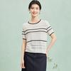 Women's Silk Blend Color Block Hollow Knit T-Shirt