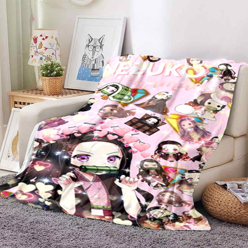 Japanese manga artist Koyoharu Gotouge's Demon Slayer blanket Soft and portable four season home bed, office travel, lunch break, warm blanket K14