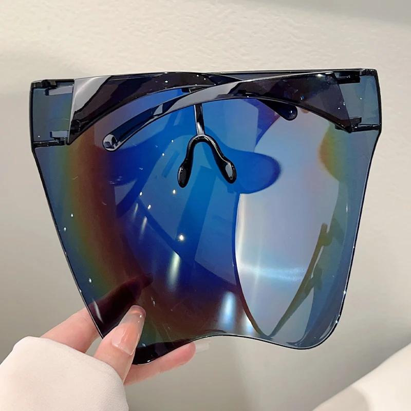 Огромные спортивные очки Мужские Футуристические Зеркальные Уличные Велосипедные Защитные Солнцезащитные очки Женские Модные Очки Обернутой Формы Анти-УФ