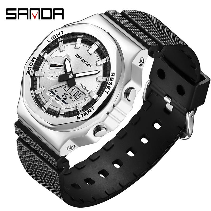 SANDA Watch Raising The Handlight Multifunctional Men's Steel Heart Waterproof Outdoor Sports Watch