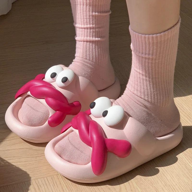 Fashion Platform Slippers Women Home Flats Cute Cartoon Designer Shoes House Summer Funny Casual Slippers New Fashion Footwear Open Toe