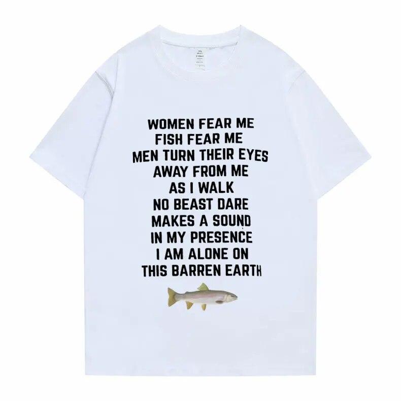 Женская футболка Fear Me Fish Fear Me унисекс, женская повседневная футболка, топы, футболка, свободная футболка, футболка большого размера, мягкая футболка унисекс в стиле аниме, одежда