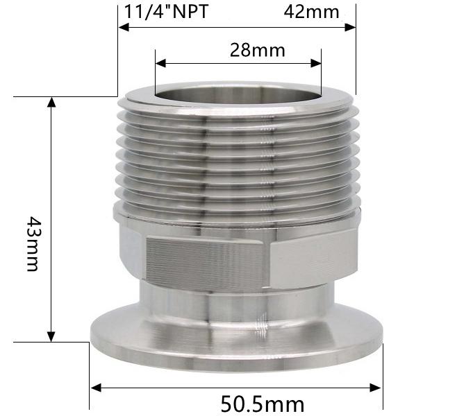 1/4" 3/8" 1/2" 3/4" 1" -4" NPT Наружная резьба x 0.5" 0.75" 1.5" 2" -4" Соединение Tri Clamp Трубопроводная арматура Нержавеющая сталь 304 316L Санитарная
