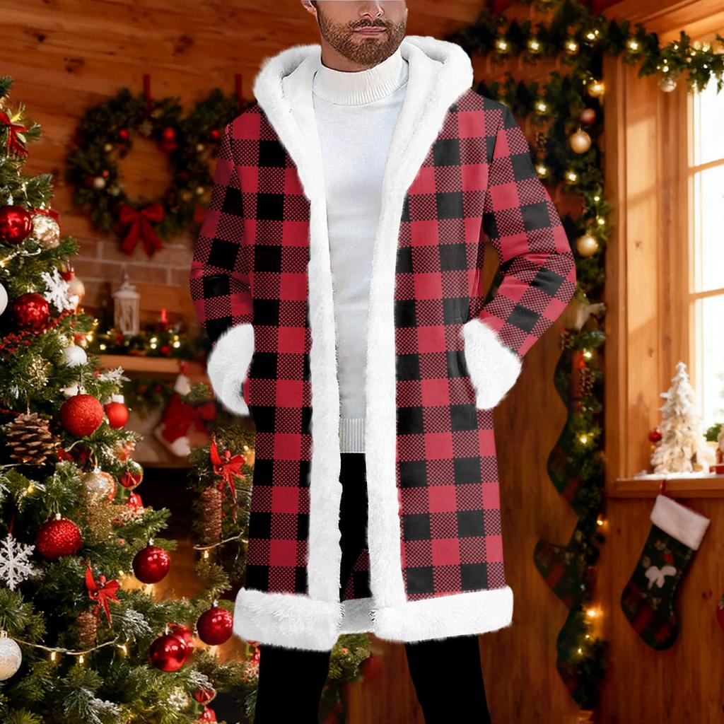 Мужской кардиган с капюшоном, длинное пальто для сохранения тепла