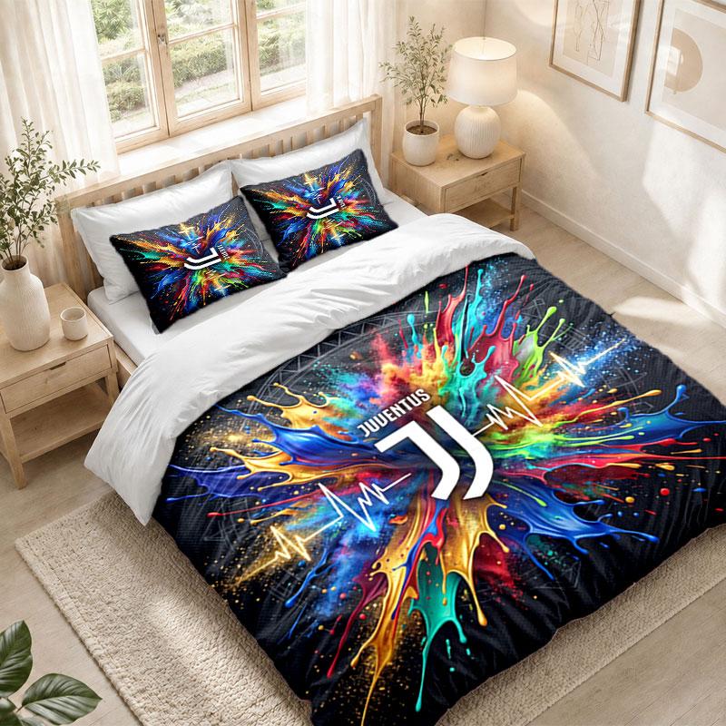 Bedding Set 1 Duvet Cover 2 Pillowcases Juventus FC Print Bedroom Home Decoration
