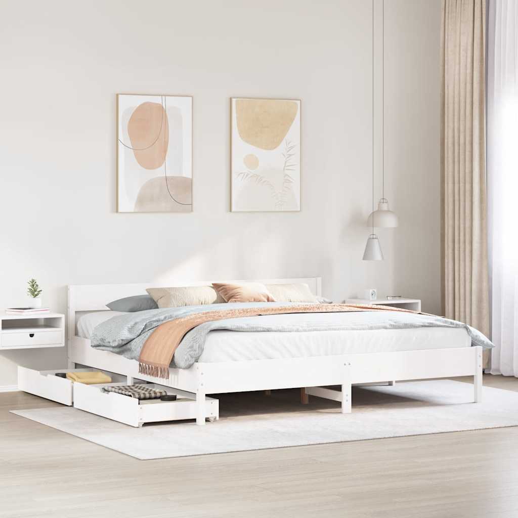Solid Wood Bed without Mattress White 160x200 cm Pine Wood
