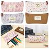 New Pencil Box Pen Bags Lovely Pastoral Floral Pencil Case Canvas Stationery Bag