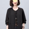 Women's Midlife & Senior Round Neck Loose Jacket - New 2025 Spring/Autumn Casual Baseball Cardigan