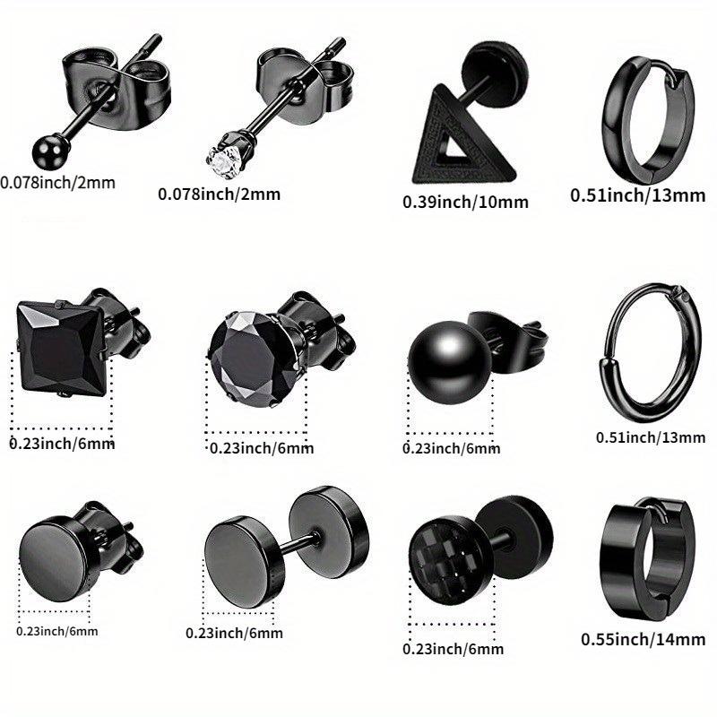 15 пар/компл. мужские серьги, модные черные серьги-гвоздики из нержавеющей стали, черные серьги с пирсингом, серьги-кольца, ювелирные изделия для мужчин и женщин