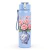 1PC Pink Floral Vase Vintage Pattern 750ml Color Plastic Sports Water Bottle Leakproof Flip Straw Lid Suitable for Sports Office Home Use