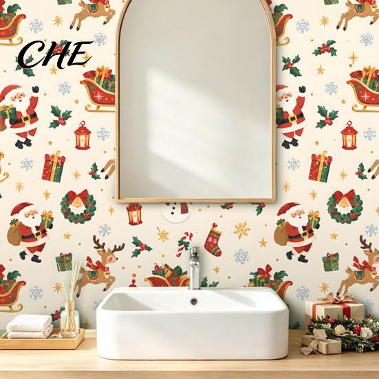 Quick Home Renovation Stickers Christmas Nutcracker Self-Adhesive Wall Stickers, Thick PVC Wallpaper with Ballerina, Xmas Tree & Theme Covering