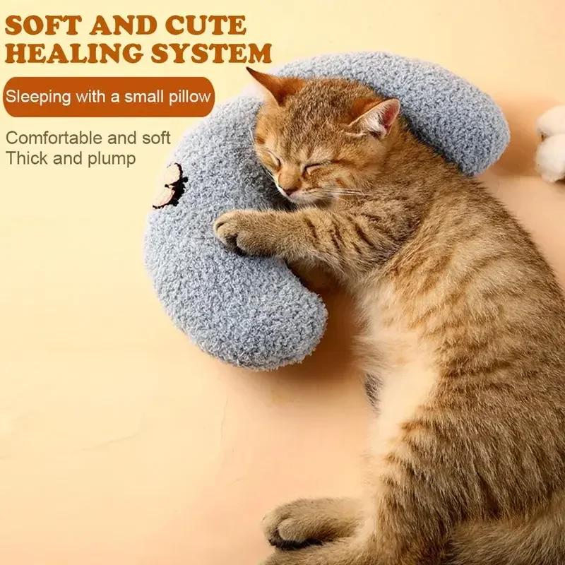 1PC Little Pillow for Cats, Ultra Soft Fluffy Pet Calming Toy Half Donut Cuddler for Joint Relief Sleeping Improve
