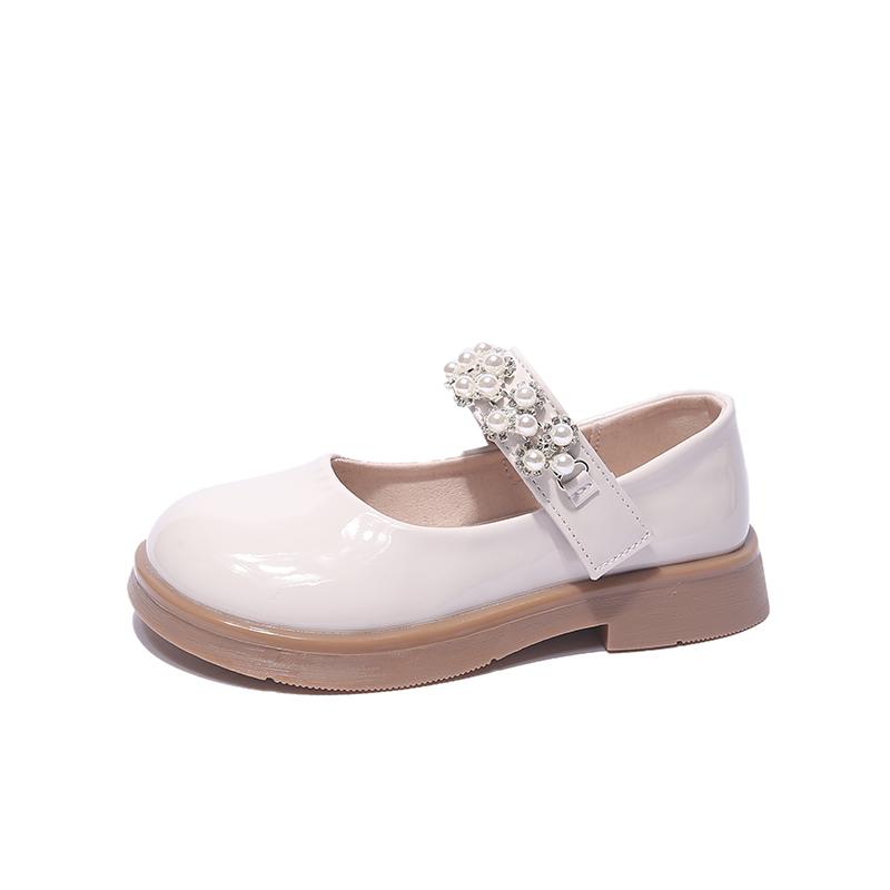Мода 2024 Весна Новые Девочки Британские Кожаные Туфли Детские Дизайнерские Мягкие Мэри Джейн Жемчужные Детская Мода Повседневные Черные Слипоны Лоферы