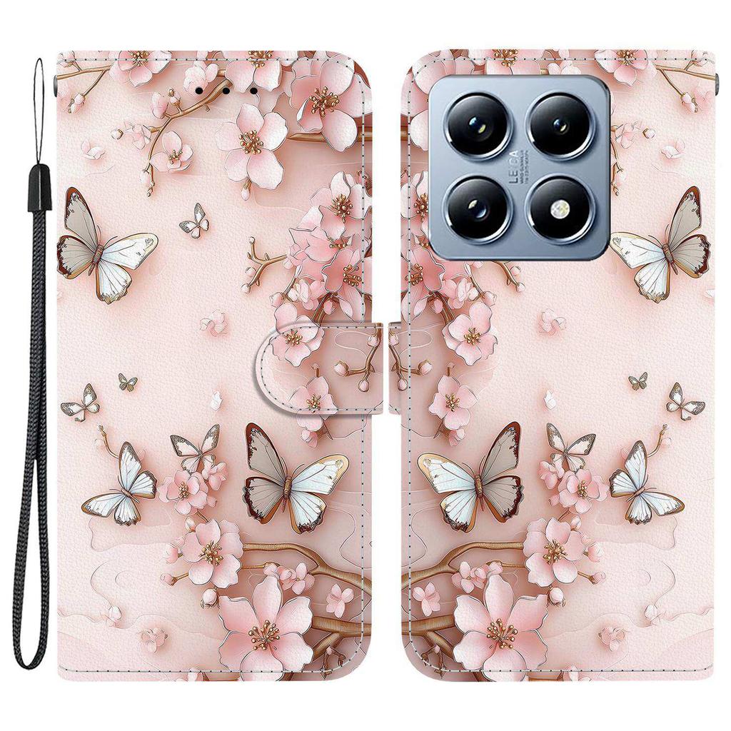 Для Xiaomi 14T Чехол-кошелек с принтом, кожаная подставка, чехол для телефона с ремешком