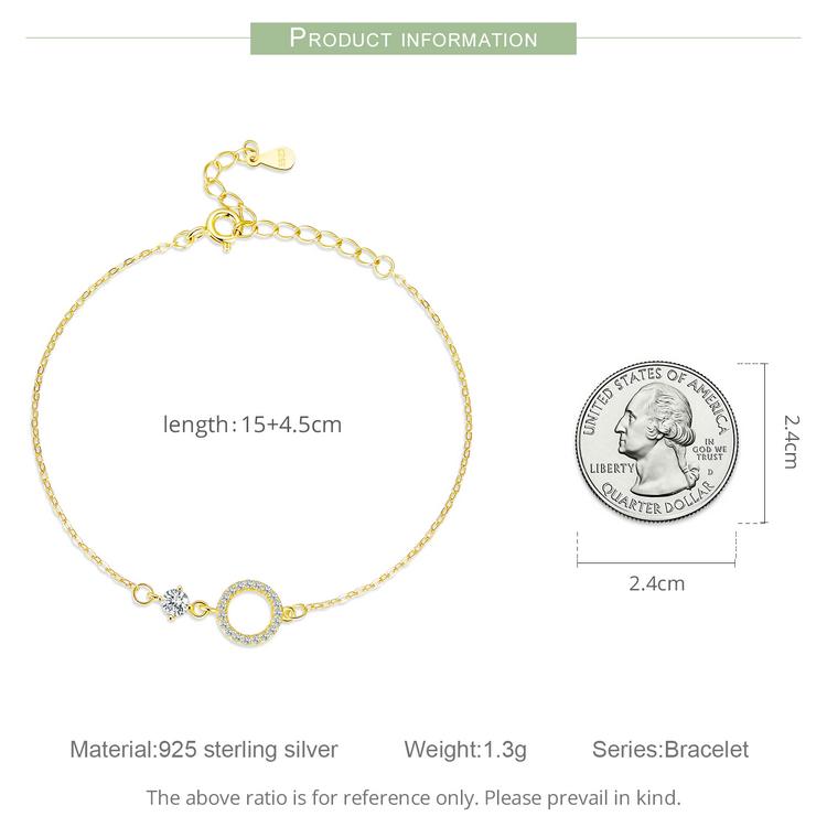 WOSTU Authentic 925 Sterling Silver Simple Ring Bracelet for Women Simple Basic Bracelet for Female Fine Jewelry Wedding Gift