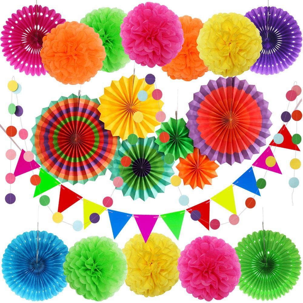 Party Decor Birthday Decor Supplies Tissue Paper Flower Paper Crafts Wedding Fans Paper Fan Flowers