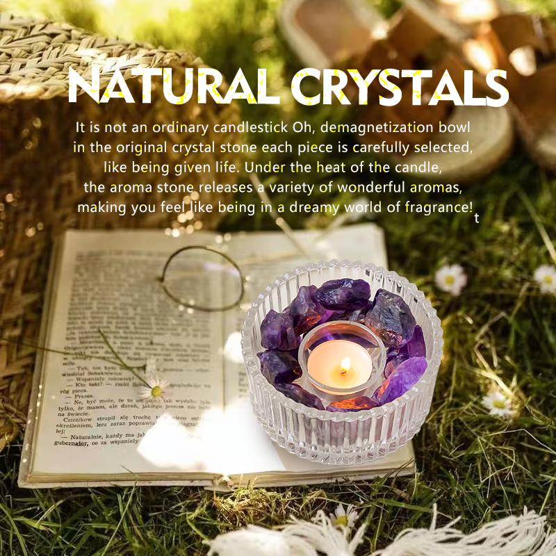 Natural Crystal Raw Stone Bowl Candle Holder for Incense Cleansing and Gemstone Charging Home Decor