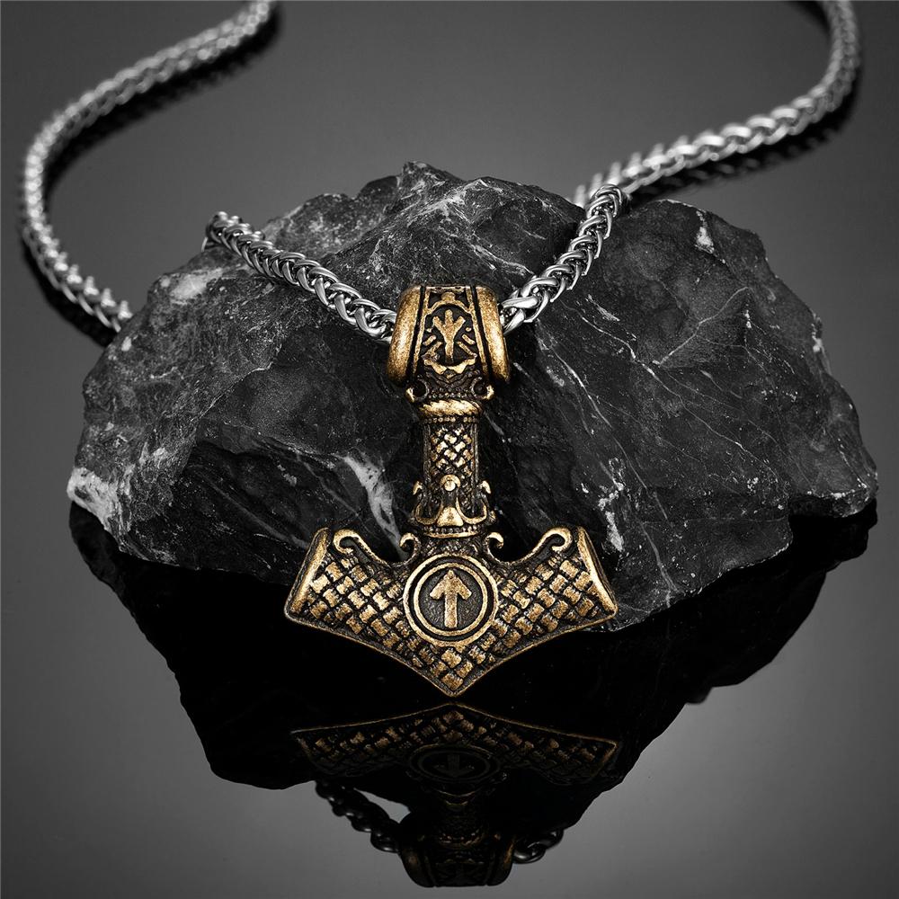 Корона Викингов Молот Тора Ожерелья Мужские Нержавеющая Сталь Скандинавская Мифология Руны Валькнут Подвеска Амулет Скандинавские Мужские Украшения