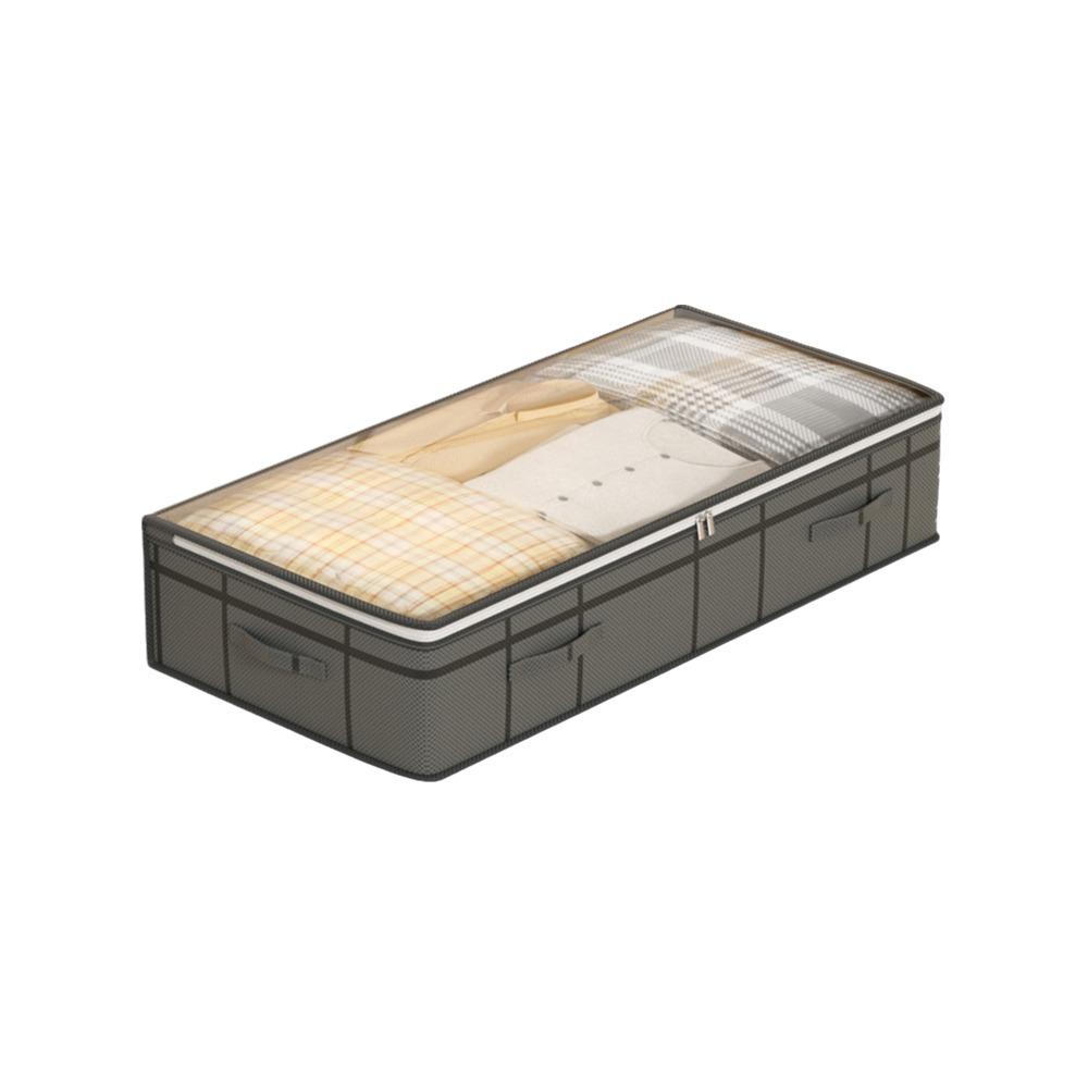 Clear Window Underbed Flat Storage Boxes Dual Zipper Clothing Blanket Storage Bag Wardrobe