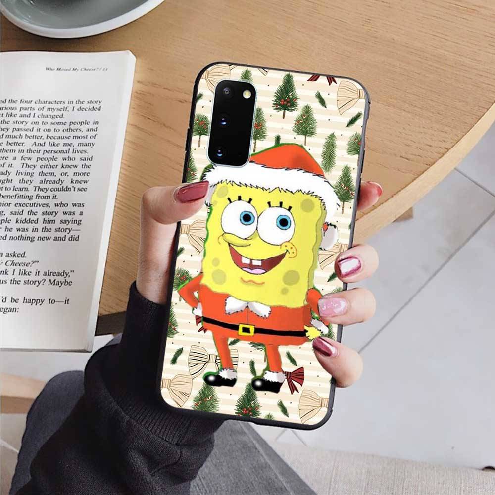 AS18 Spongebob Cartoon Black Case for Samsung Note 20 Lite S24 Ultra S23 S22 A05 A06 A11 A71 A15 A16 A13 A24 A25 A33 A52 A53 M55 M35 Sofe Cover