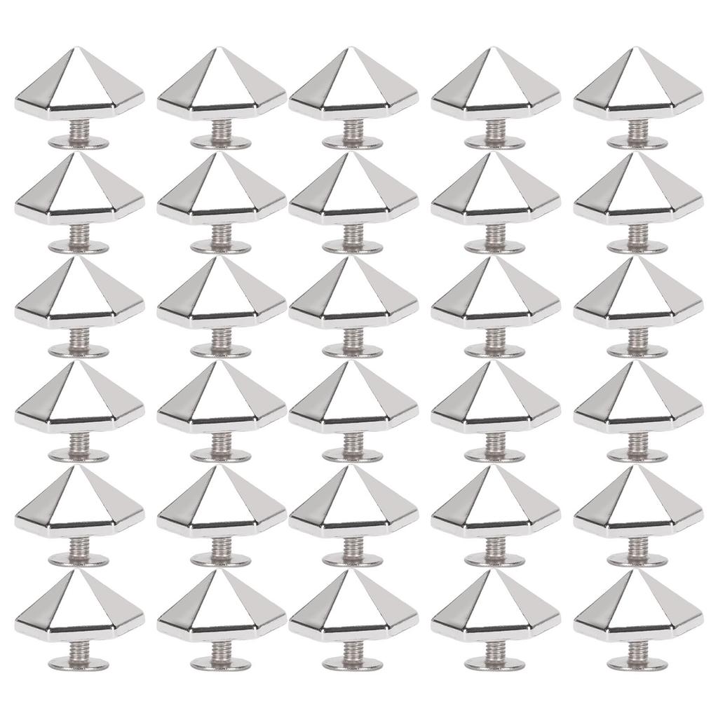 30 Sets Screw Rivets Multifunctional 12mm Gold Color Hex Pyramid Shape Iron Screw Leather Craft Rivets for Handcraft