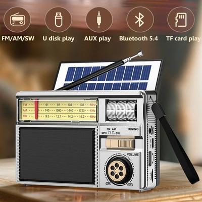 Уличное аварийное радио с солнечной зарядкой, портативная Bluetooth стерео беспроводная колонка, поддержка TF-карты, USB-зарядка, MP3-плеер