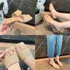 Sheepskin grape mother shoes crystal high heels platform square head word with open toe slippers women's summer wear sandals