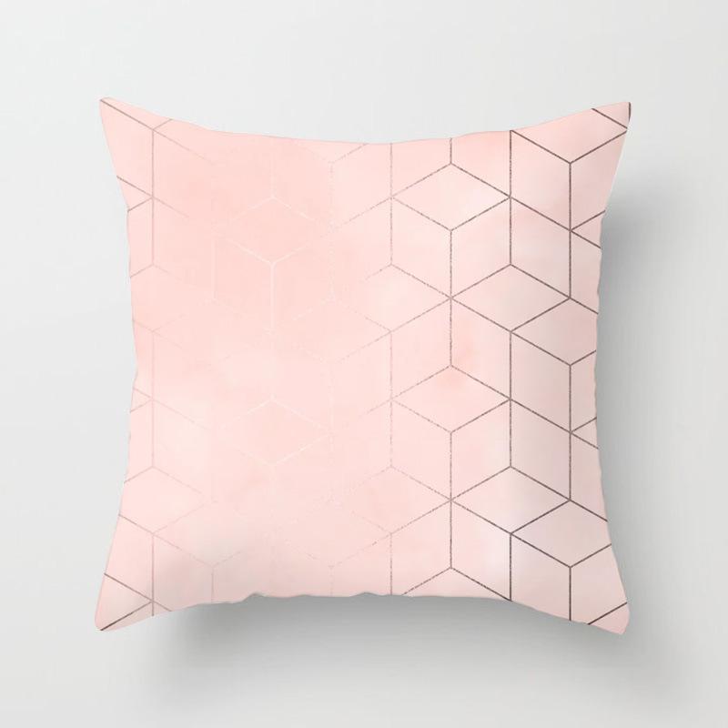Popular Pink Marble Geometric Series Pillowcases, Home Fabric Sofa Cushion Covers