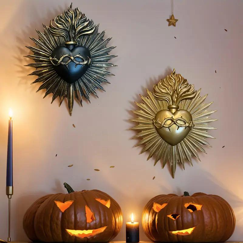 Gothic Sacred Heart Wall Plaque Statue Resin Gothic Wall Art Catholic Wall Hanging For Church Religious Home Decor Gifts