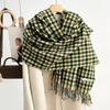 Versatile Imitation Cashmere Tassel Soft And Sticky Plaid Scarf For Women'S Winter Luxury New Fashionable Thickened Warm Shawl