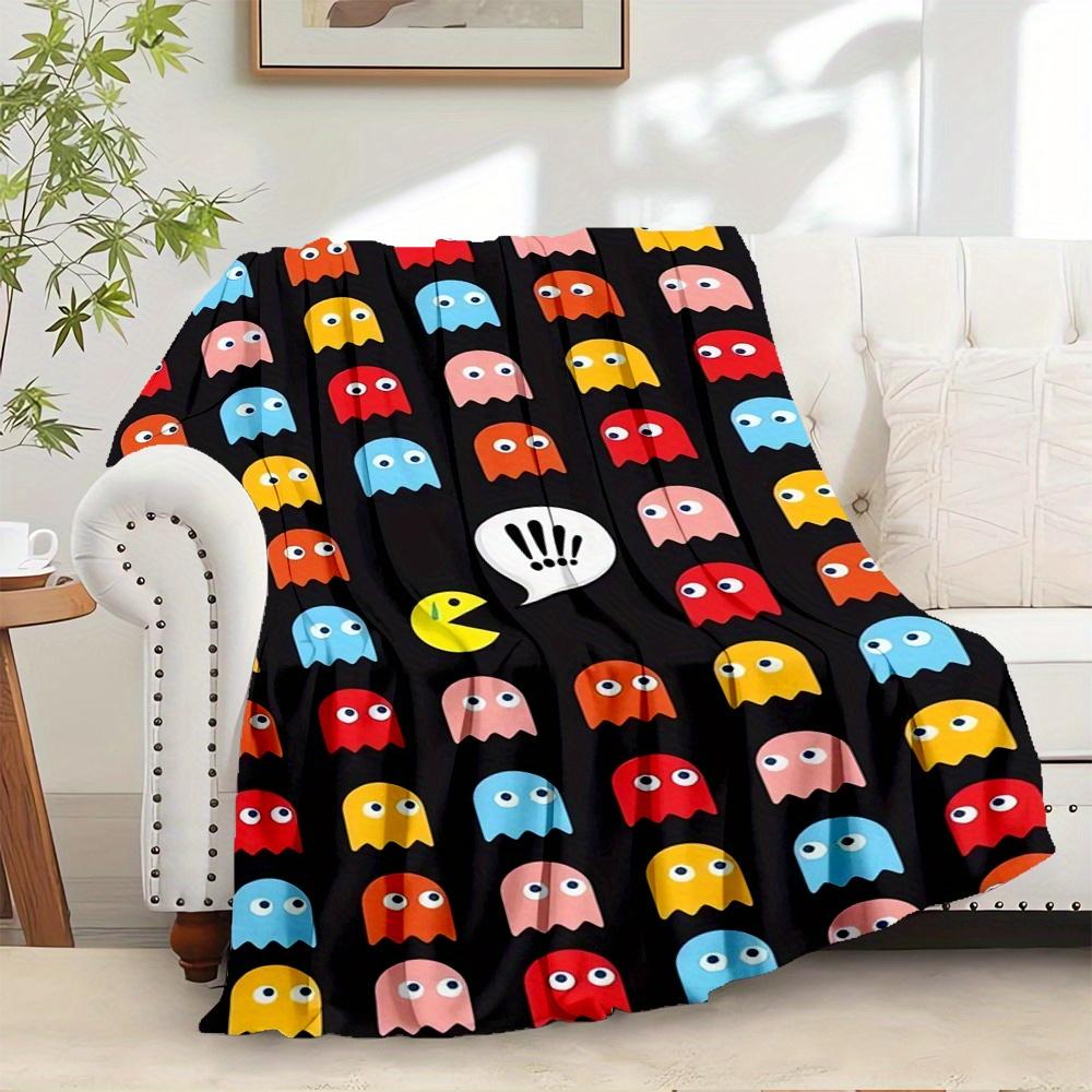 1pc Pac-Man,Ghosts,Classic GameDigital Print Fleece Blanket - Contemporary Style, Suitable for All Seasons, Perfect for Home, Travel, or Cam