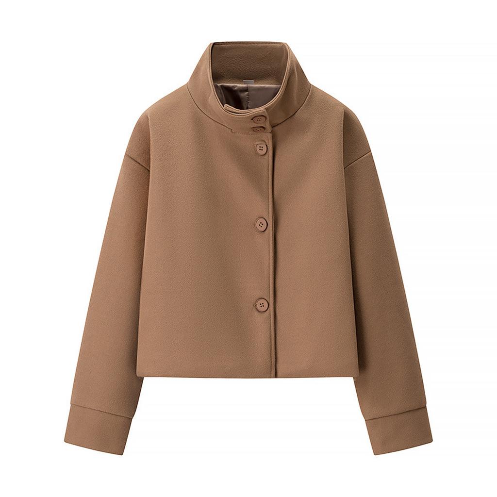 Women's Faux Suede Button Jacket Oversized Gathered Hem Short Length Coat Casual Vintage Outerwear With Pockets