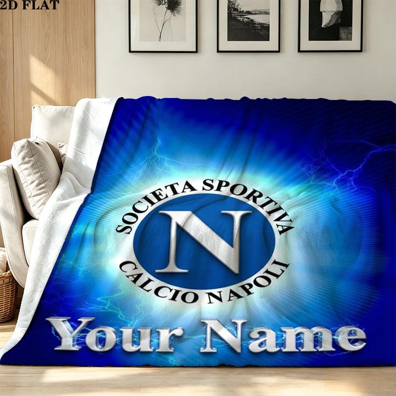 1PC SSC Napoli Custom Name Patterned Flannel Blanket Suitable For All Seasons for Home Decor Warmth and Comfort Gifts Holiday Present