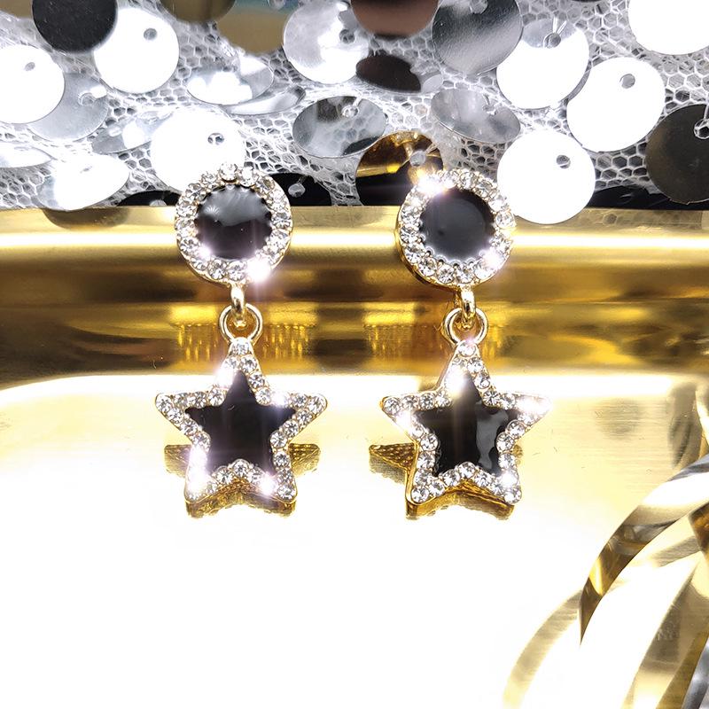 Серьги-пусеты из серебра S925 геометрической формы, черные, длинные квадратные, с инкрустированными сверкающими бриллиантами - Минималистичный корейский стиль для женщин