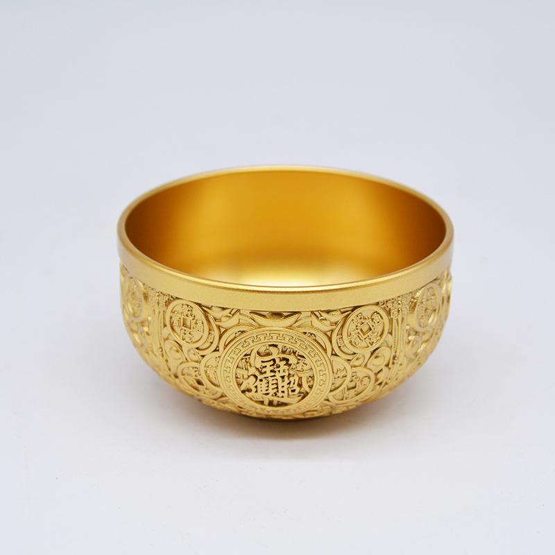 Hongda Brass Dragon & Phoenix Auspicious Copper Coin Bowl - Creative Home Ornament Gift