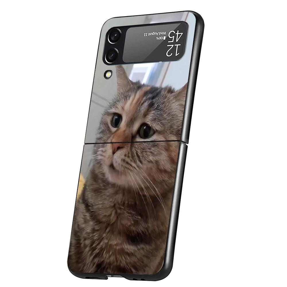 Смешные Мемы с Кошками Чехол для Телефона Для Samsung Galaxy Z Flip 7 6 5 4 3 5G Flip7 Flip6 Flip5 Flip4 Flip3 Черный Fundas Чехол
