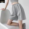 Loose Straight Mid-leg Sports Waffle Shorts Summer Hottie High Waisted Casual Wide Leg Quarter Pants