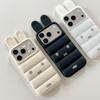 Чехол для iPhone 15/16/17 Pro Max с 3D-ушками кролика из пуха и пера, противоударный