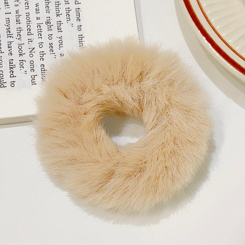 2 Pcs New Colorful Fluffy Hair Band for Women Girls Ponytail Holder Hair Tie Plush Scrunchie Rubber Band Fashion Hair Accessories