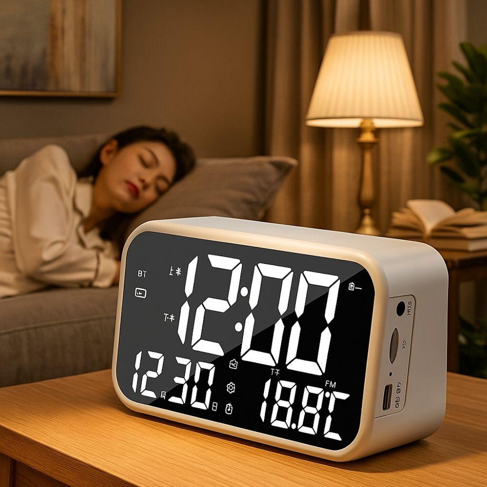 Large Mirror Alarm Clock Rechargeable Electronic Clock Smart LED Display Clock Travel