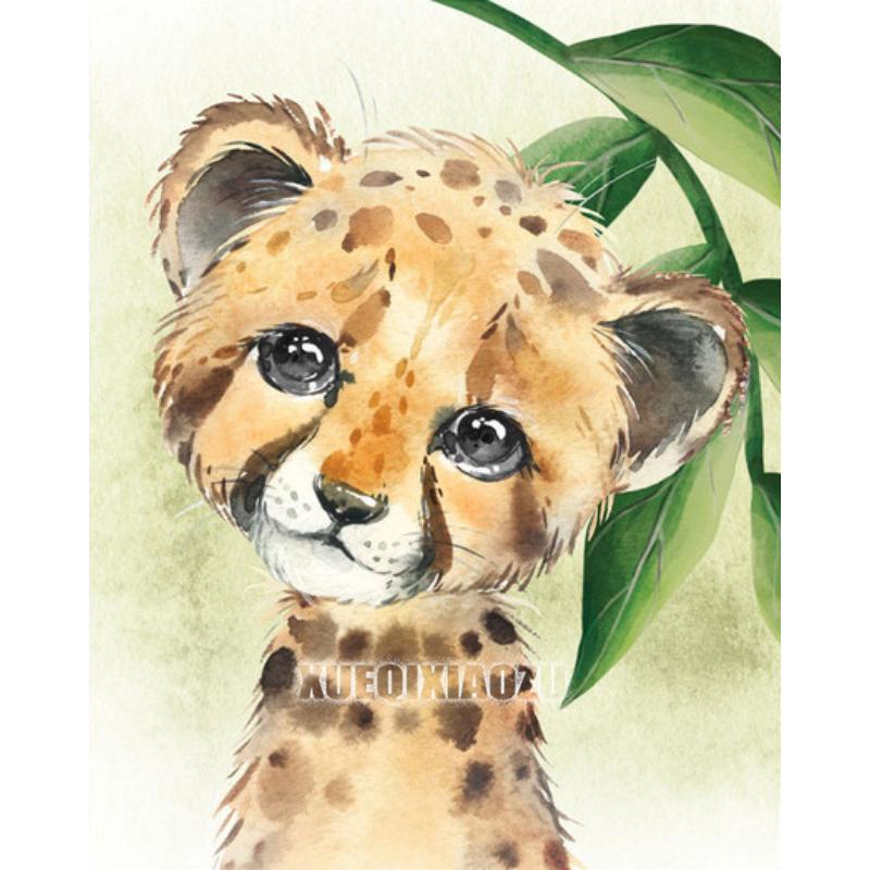 Мультяшное Животное Алмазная Живопись Растительный Лист Лев Зебра Жираф Слон Алмазная Вышивка Крестиком Подарок для Малышей Детей Домашний Декор